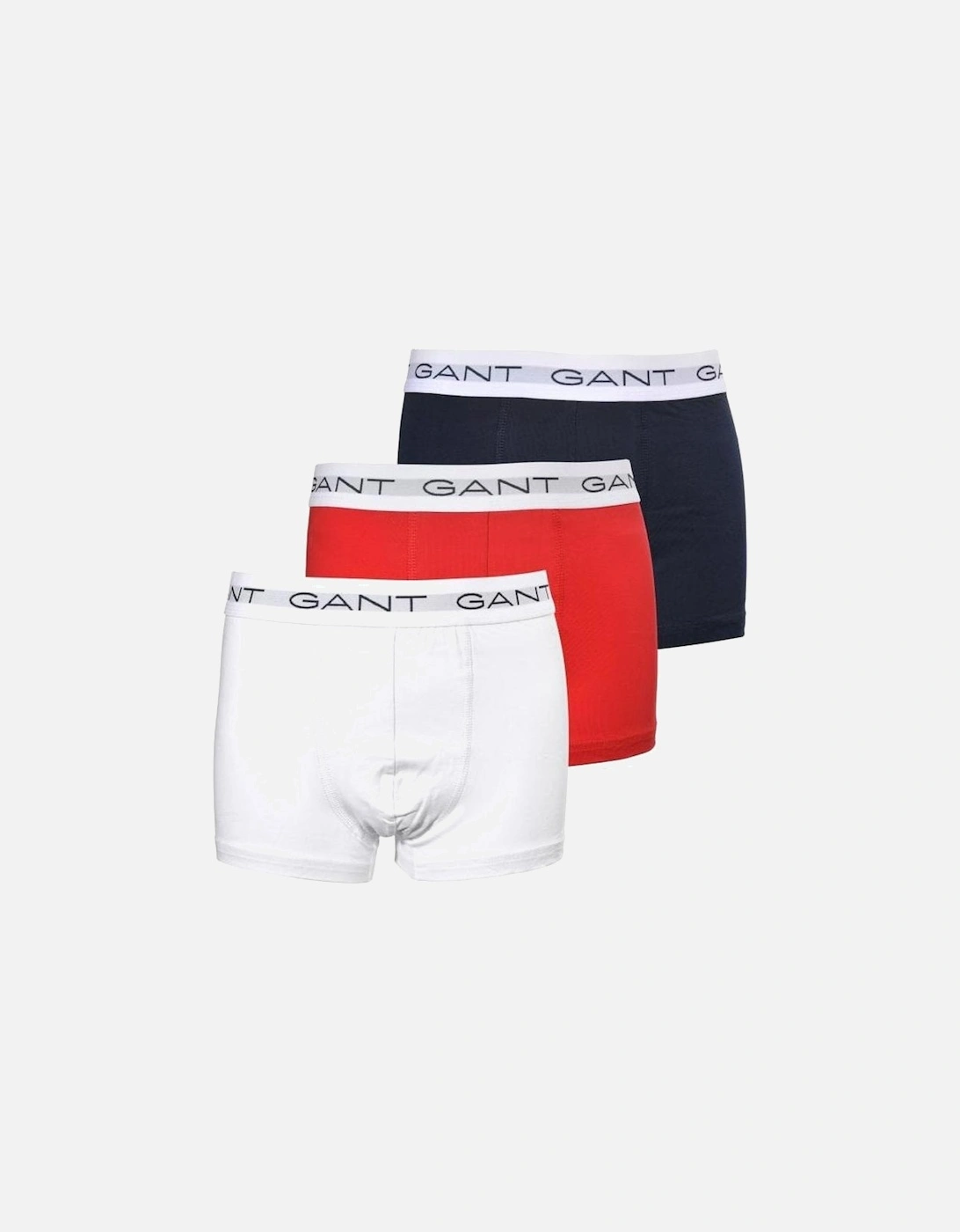3-Pack White Waistband Boys Boxer Trunks, Navy/Red/White, 7 of 6