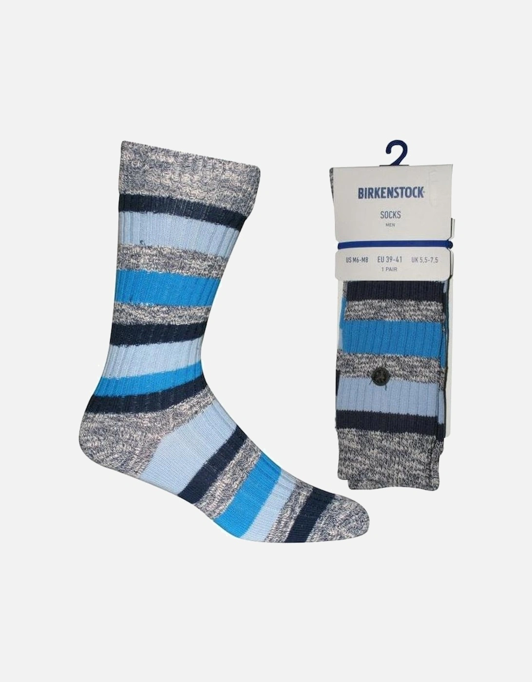 Slub Stripes Socks, Blue Jeans Melange, 4 of 3