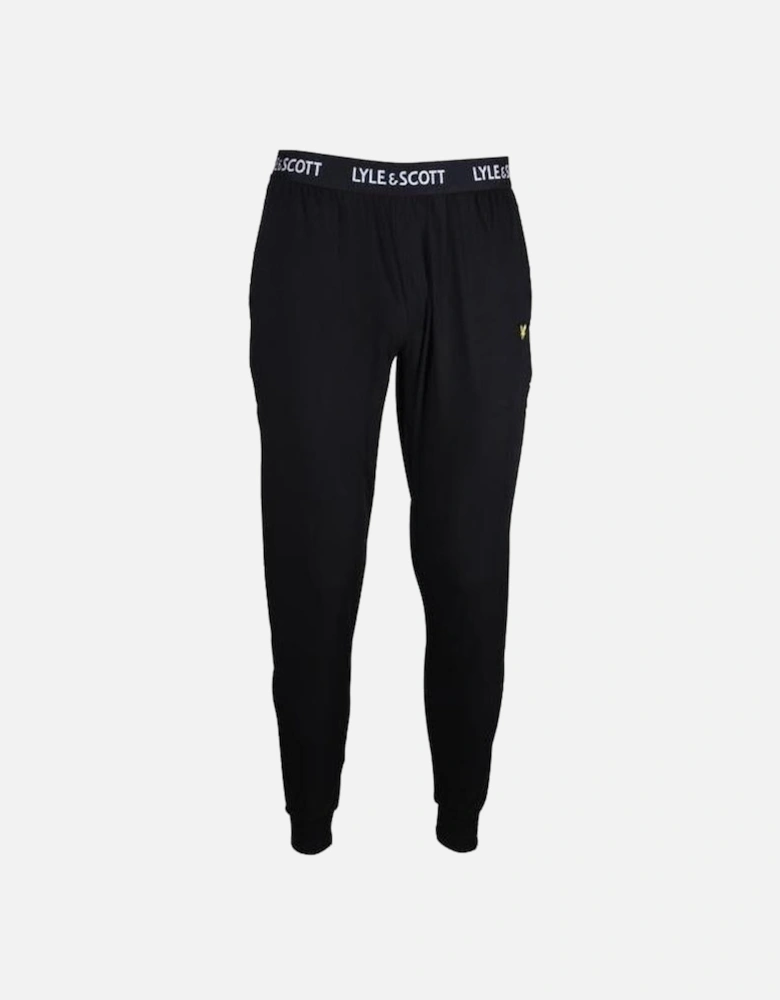 Single Jersey Cuffed Loungewear Jogging Bottoms, Black