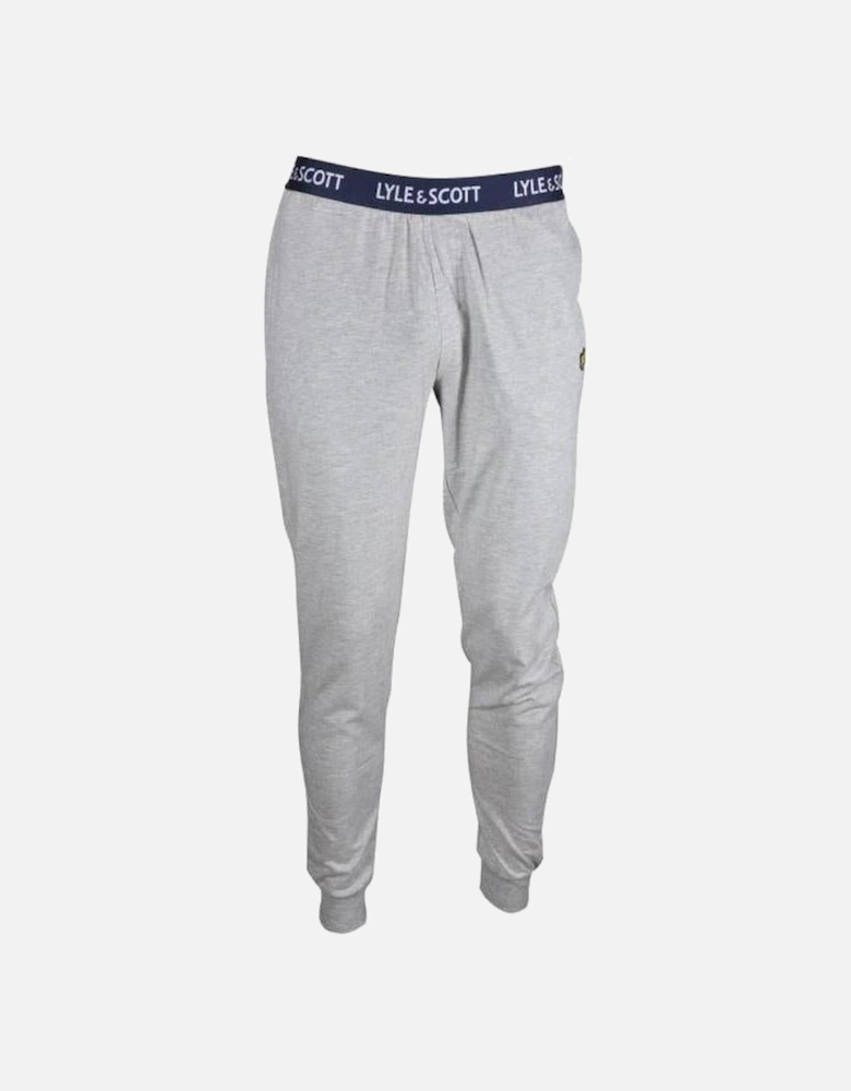 Single Jersey Cuffed Loungewear Jogging Bottoms, Light Grey Marl