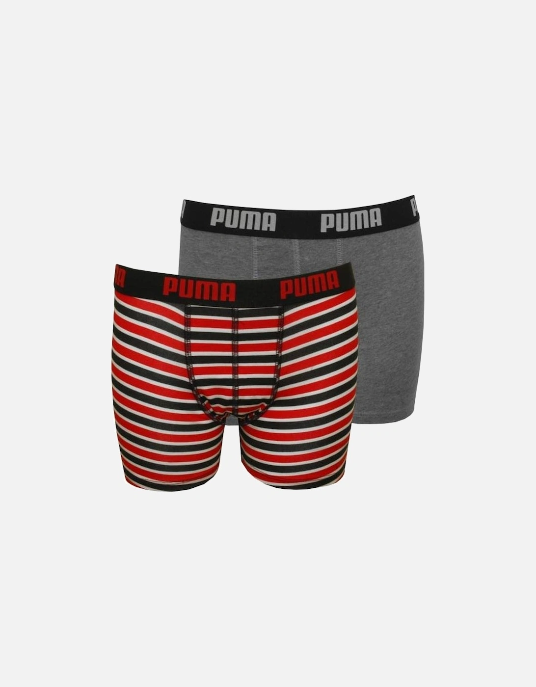 2-Pack Printed Stripe Boys Boxer Briefs, Red/Grey, 8 of 7