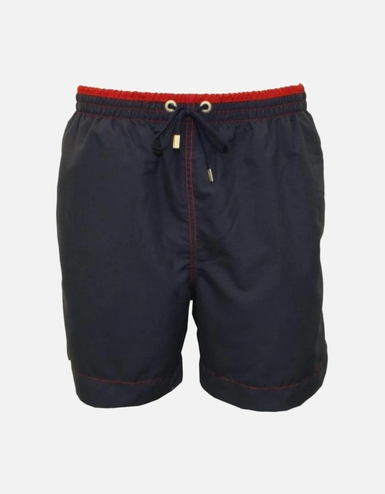 Contrast Waistband Swim Shorts, Navy/Red