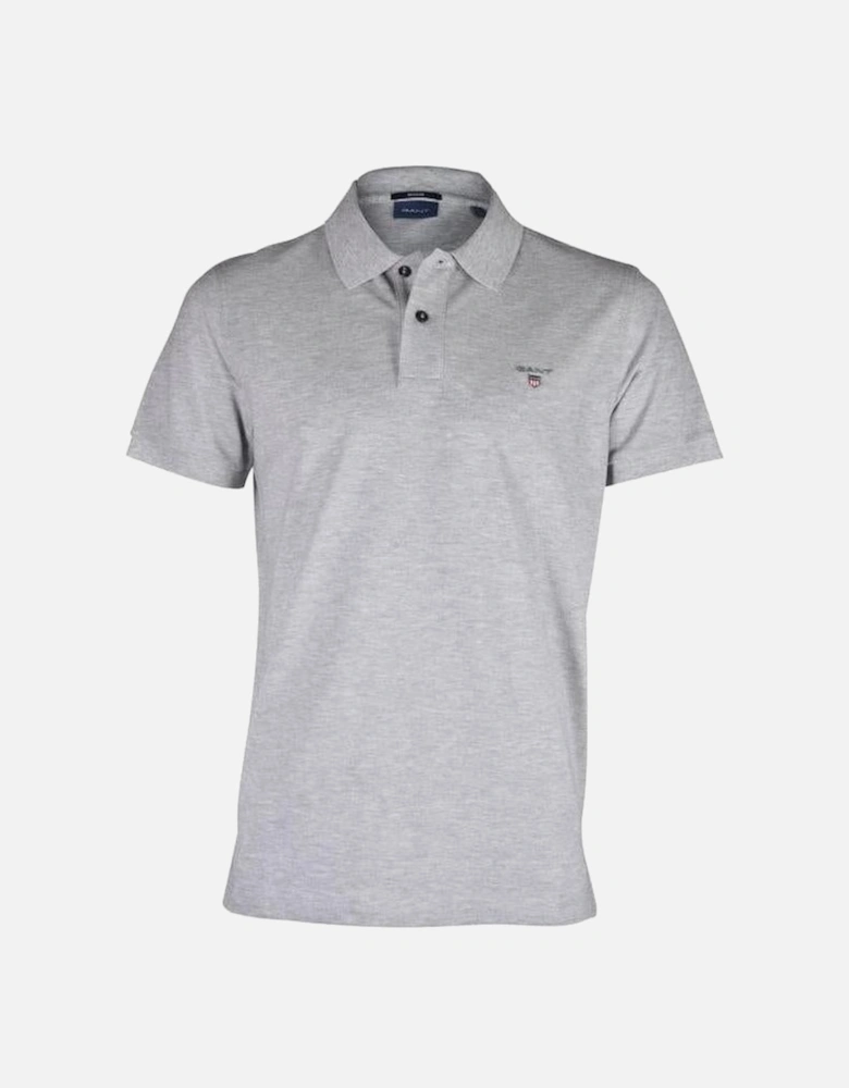 Solid Pique Polo Shirt, Grey Melange
