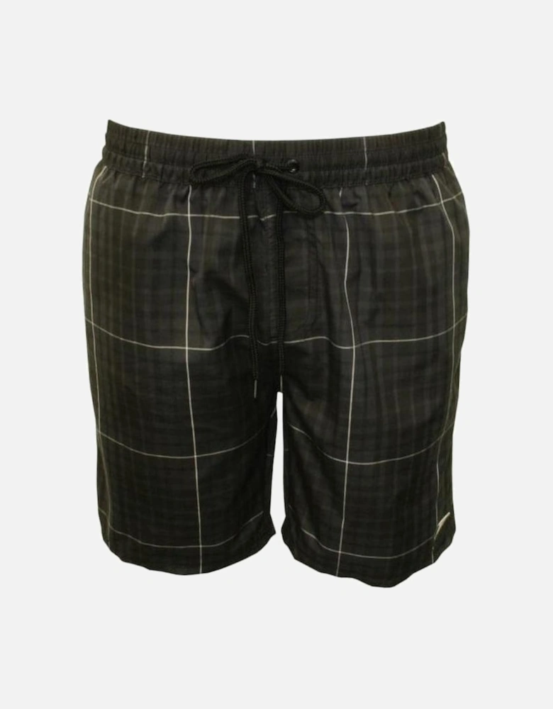 Yarn Dyed Check Leisure 18" Water Shorts, Black