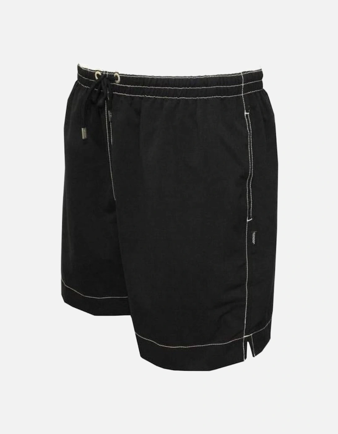 Contrast Waistband Swim Shorts, Black/White, 4 of 3