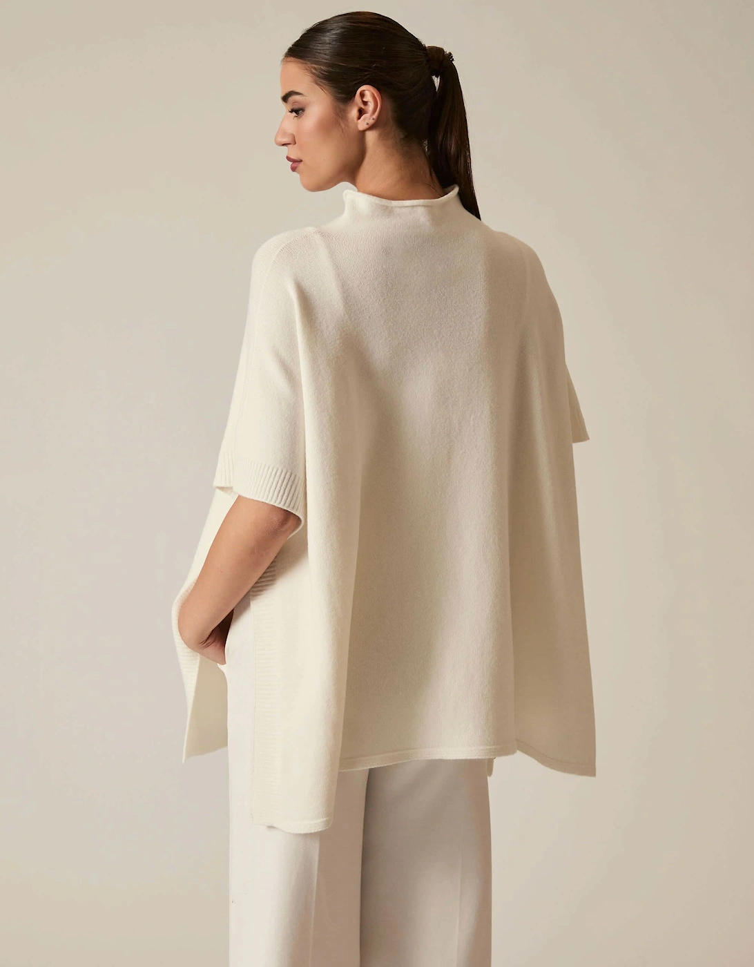 Cream Button Poncho
