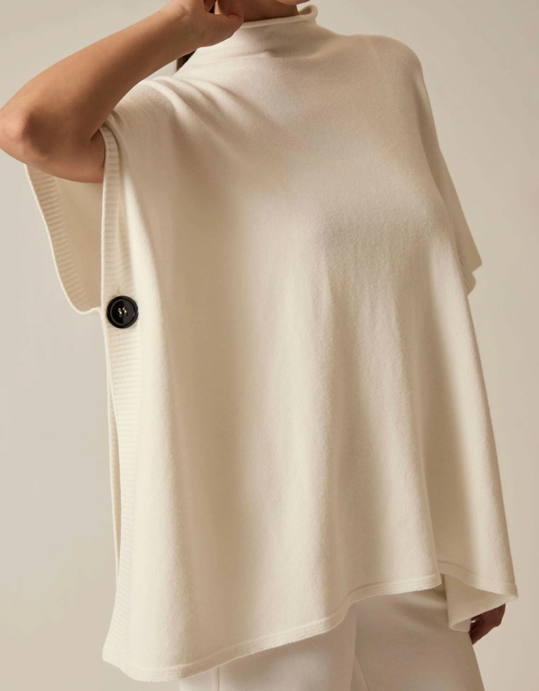 Cream Button Poncho