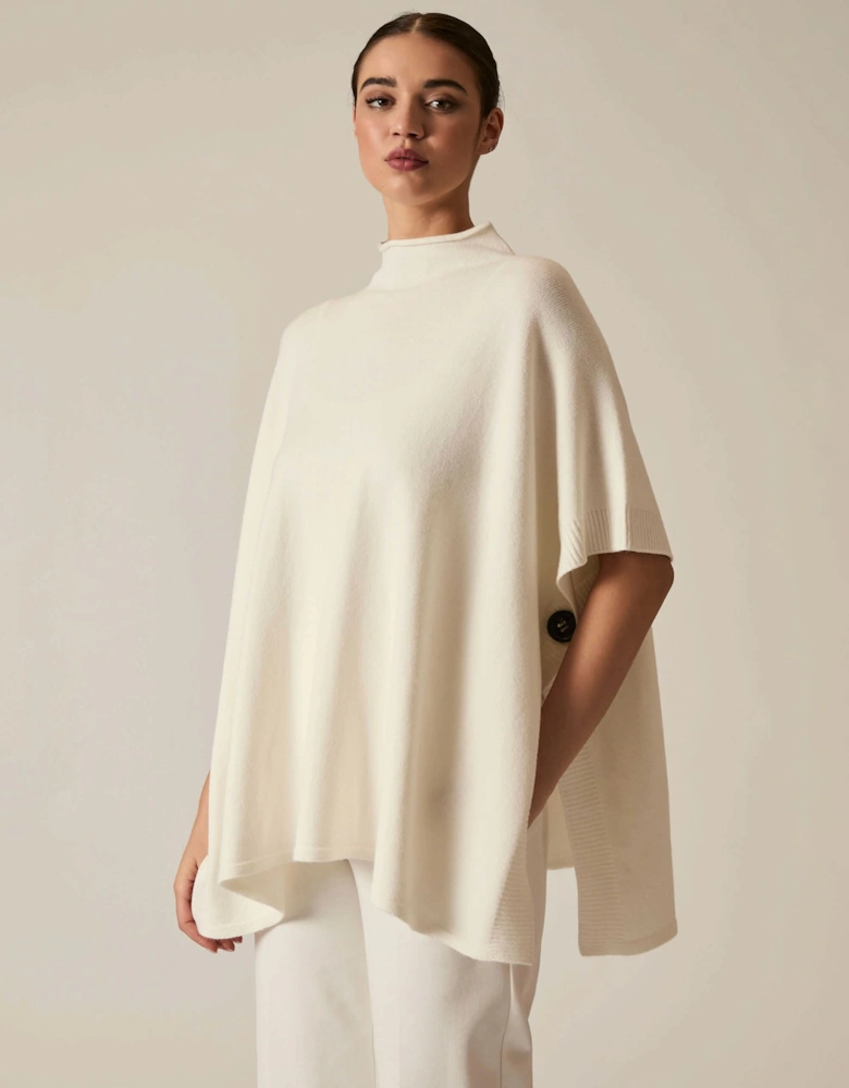 Cream Button Poncho