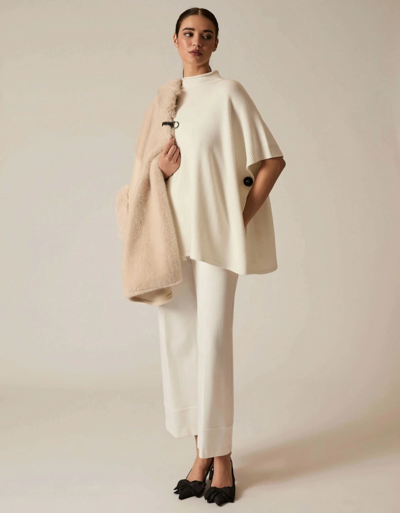 Cream Button Poncho