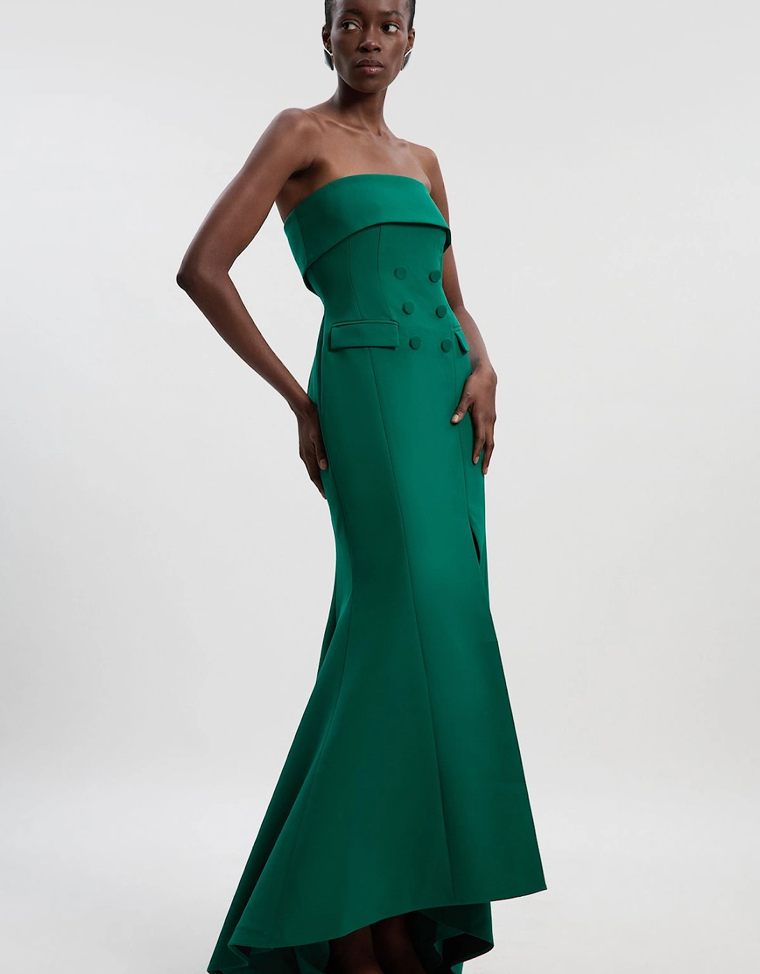 Petite Polished Tailored Bandeau Tux Maxi Dress, 2 of 1