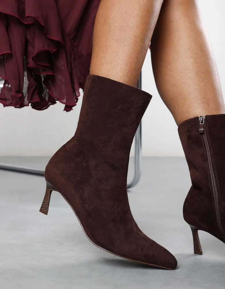 'Aubrey' Suede Pointed Toe Ankle Low Heel Boot