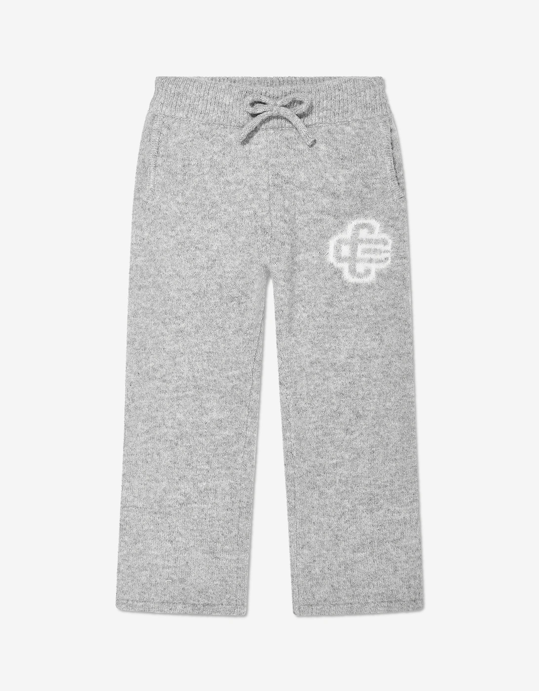 Kids Fluffy Knit Emblem Joggers in Grey, 5 of 4