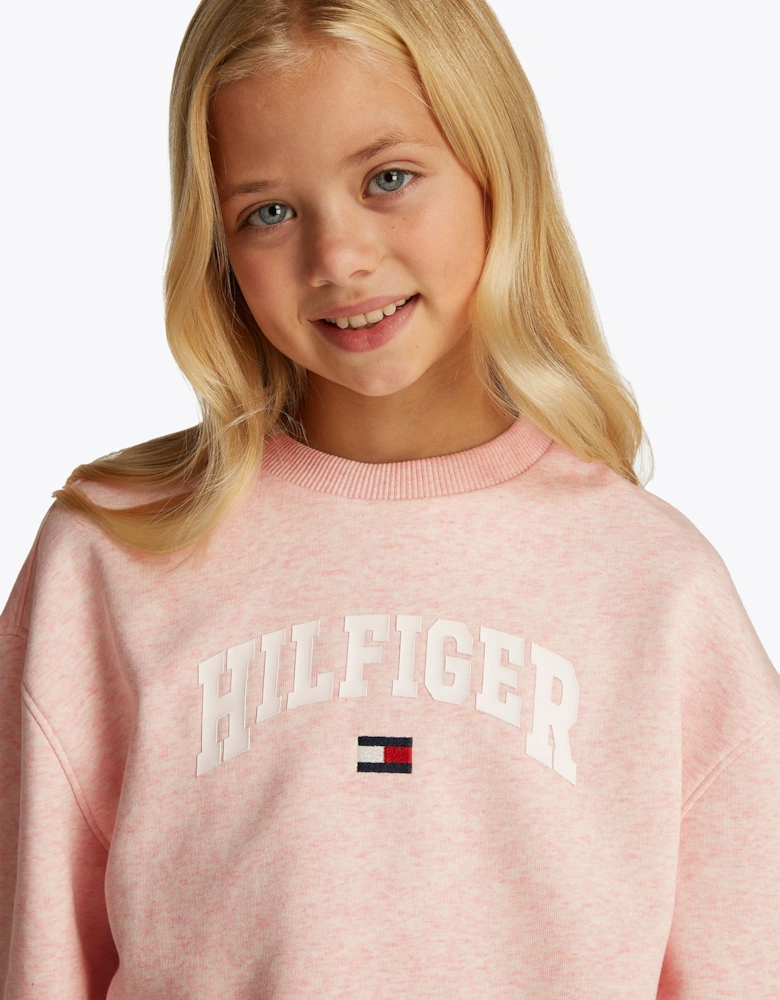 Girls Varsity Sweatshirt in Pink