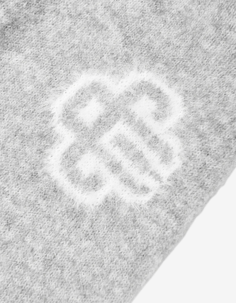 Kids Fluffy Knit Emblem Joggers in Grey