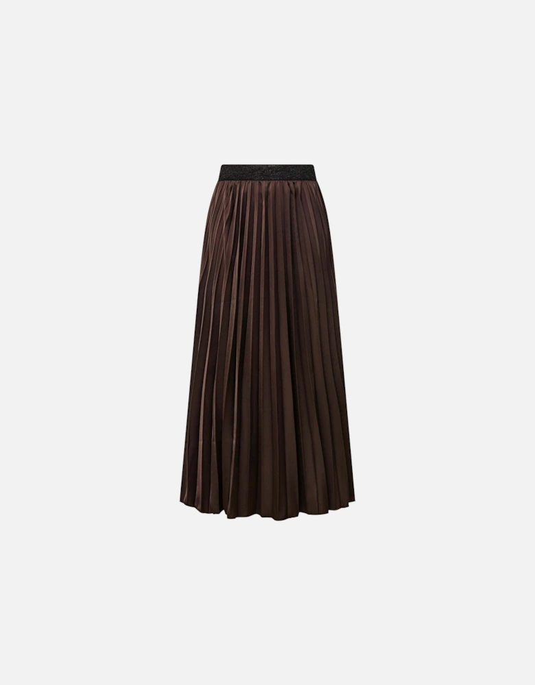Brown Pleated Maxi Skirt