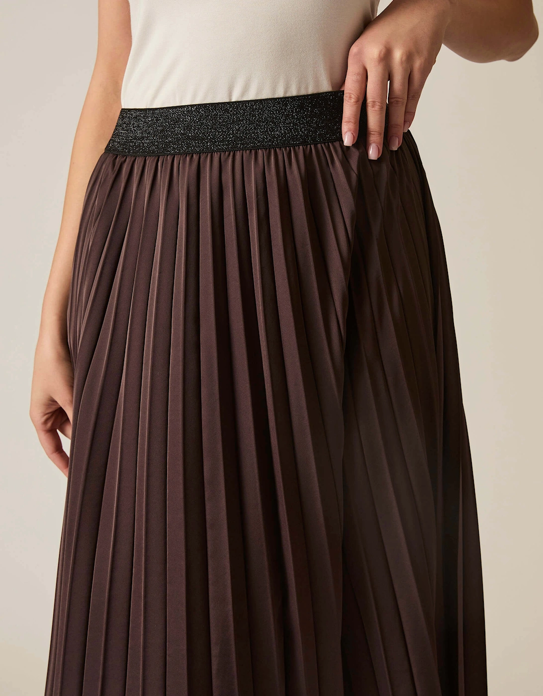 Brown Pleated Maxi Skirt