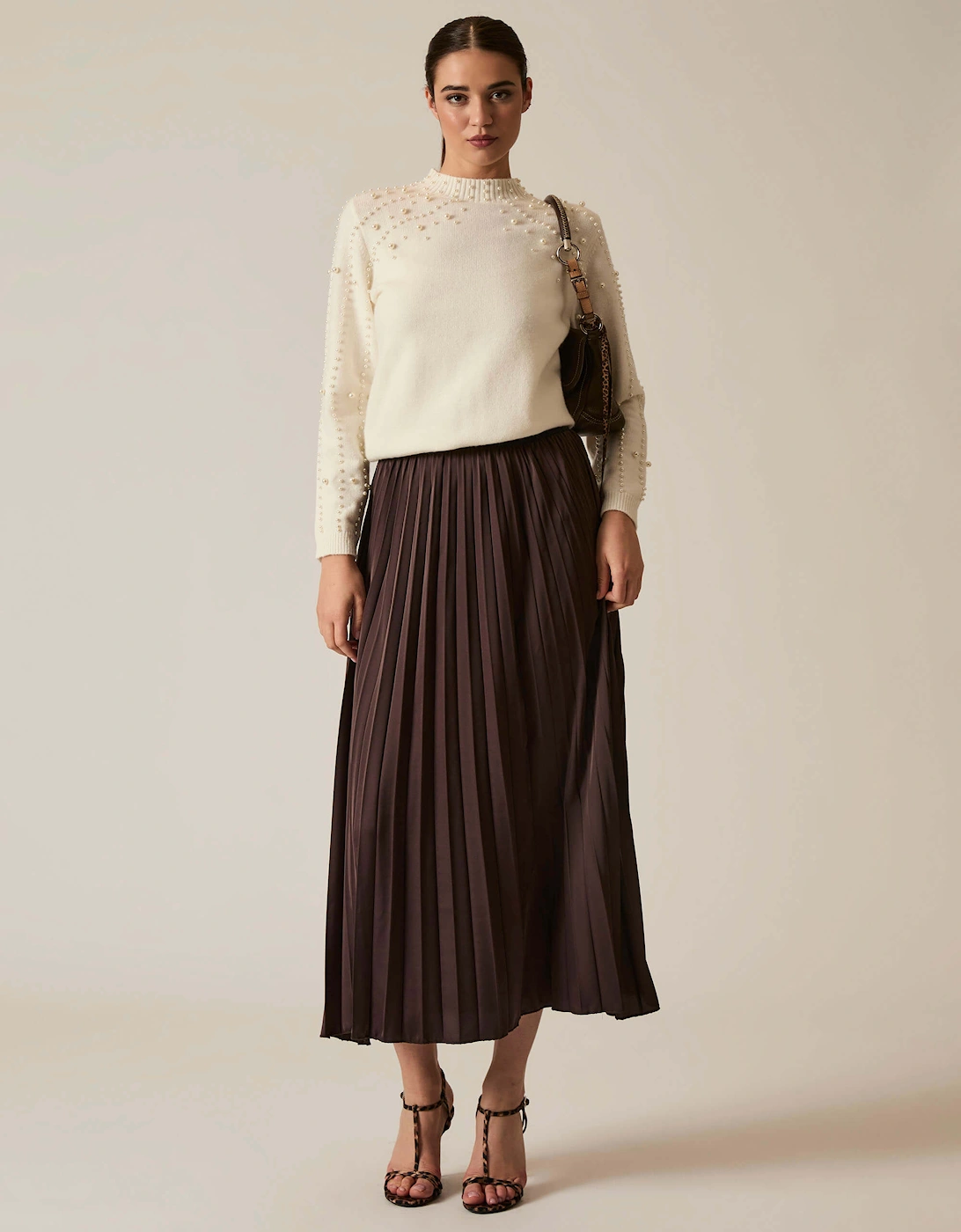 Brown Pleated Maxi Skirt, 6 of 5