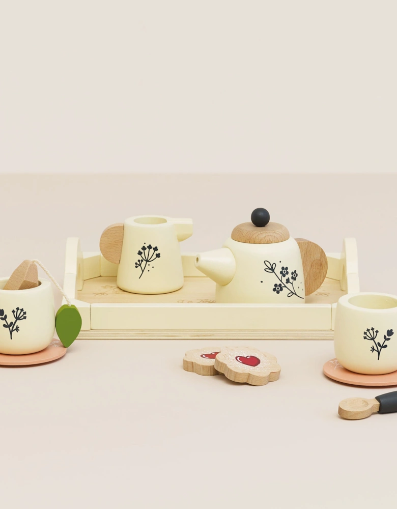 Wooden Tea Set & Tray-12 Piece (W:225 x D:18.5 x H:6.5cm)