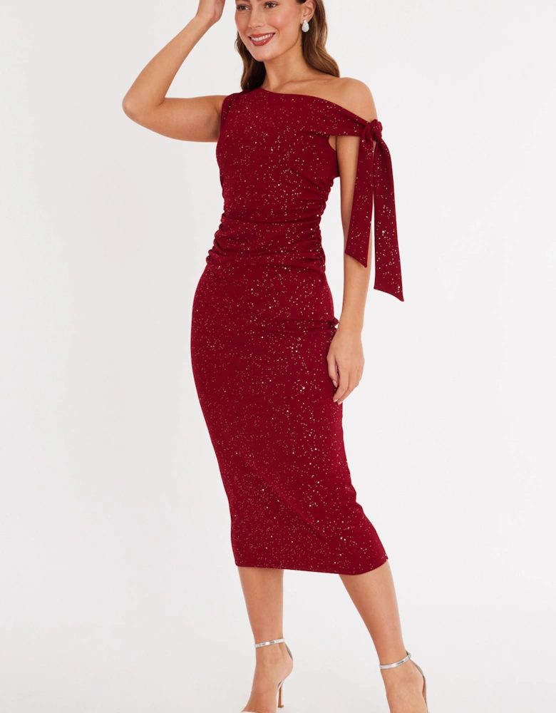 Burgundy Glitter Midaxi Dress