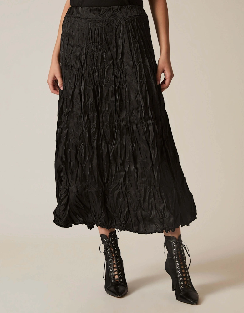 Black Crinkled Maxi Skirt