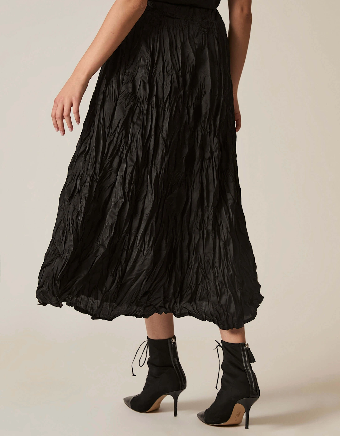 Black Crinkled Maxi Skirt