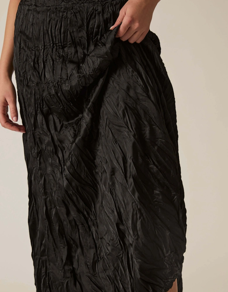 Black Crinkled Maxi Skirt