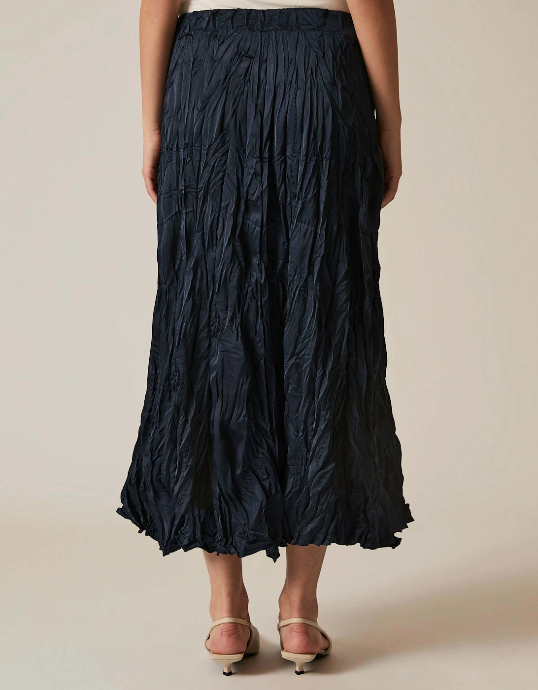 Navy Crinkled Maxi Skirt