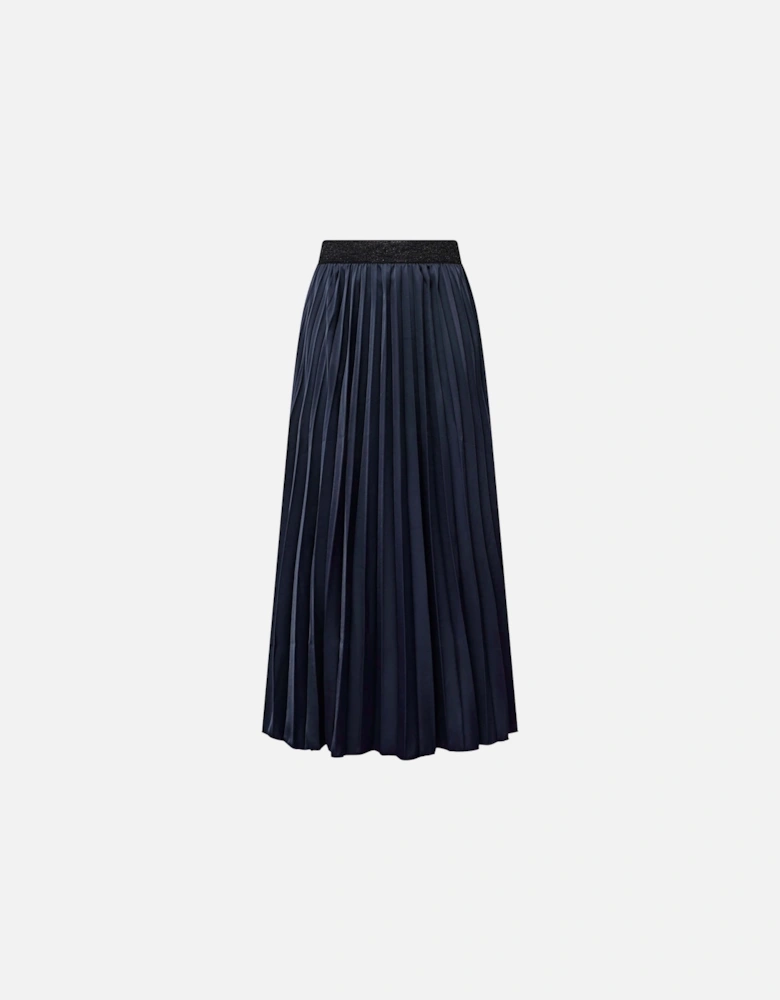 Navy Pleated Maxi Skirt