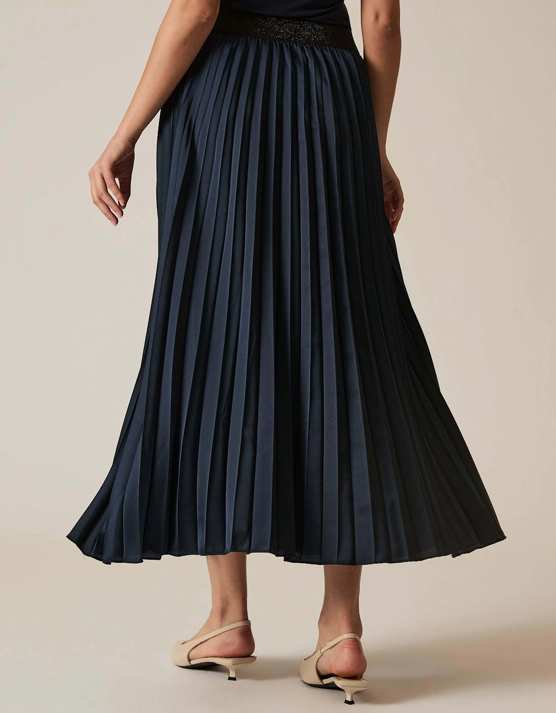 Navy Pleated Maxi Skirt