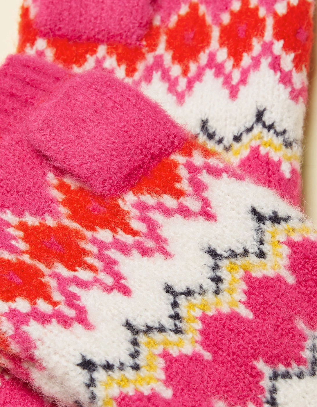KARA Fingerless Fairisle Glove Pink