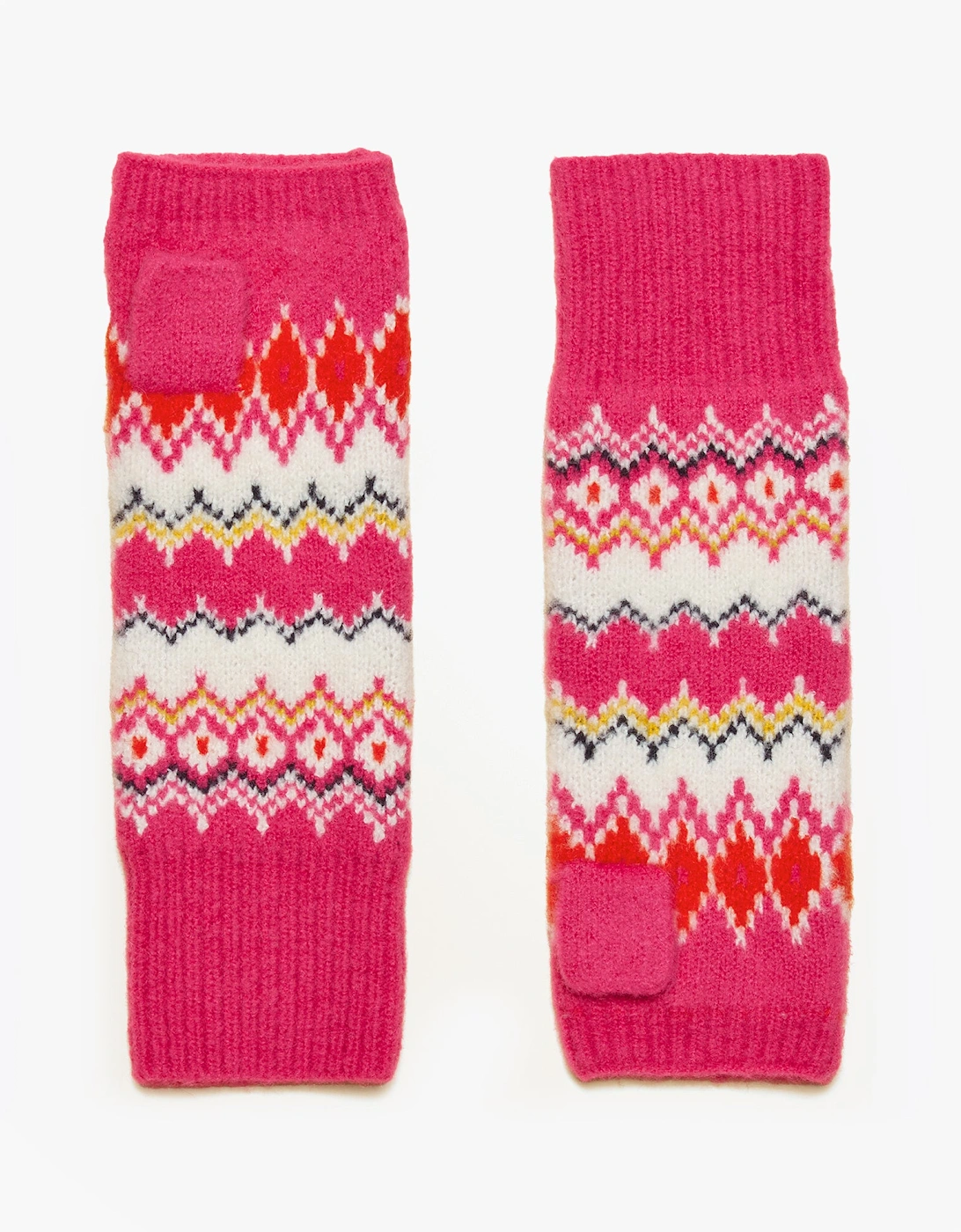 Joules Women's Pink Kara Fingerless Fairisle Glove