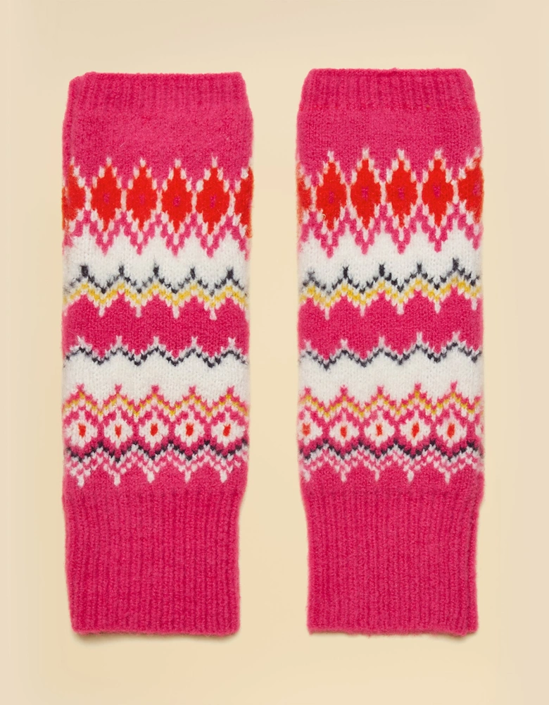 KARA Fingerless Fairisle Glove Pink