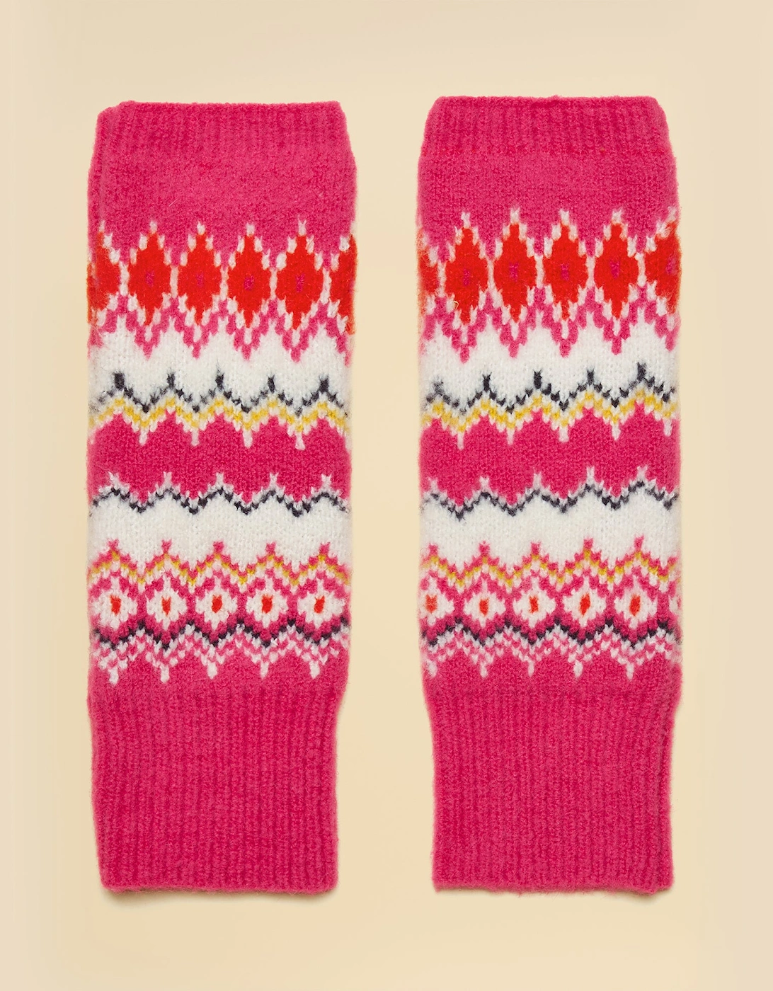 KARA Fingerless Fairisle Glove Pink
