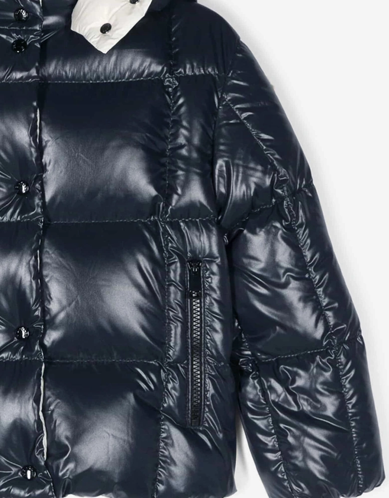 Enfant Girls Down Padded Parana Jacket in Navy