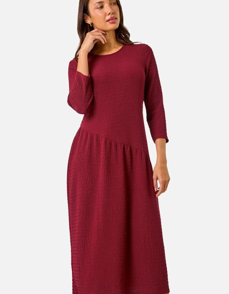 Textured A-Line Stretch Midi Dress