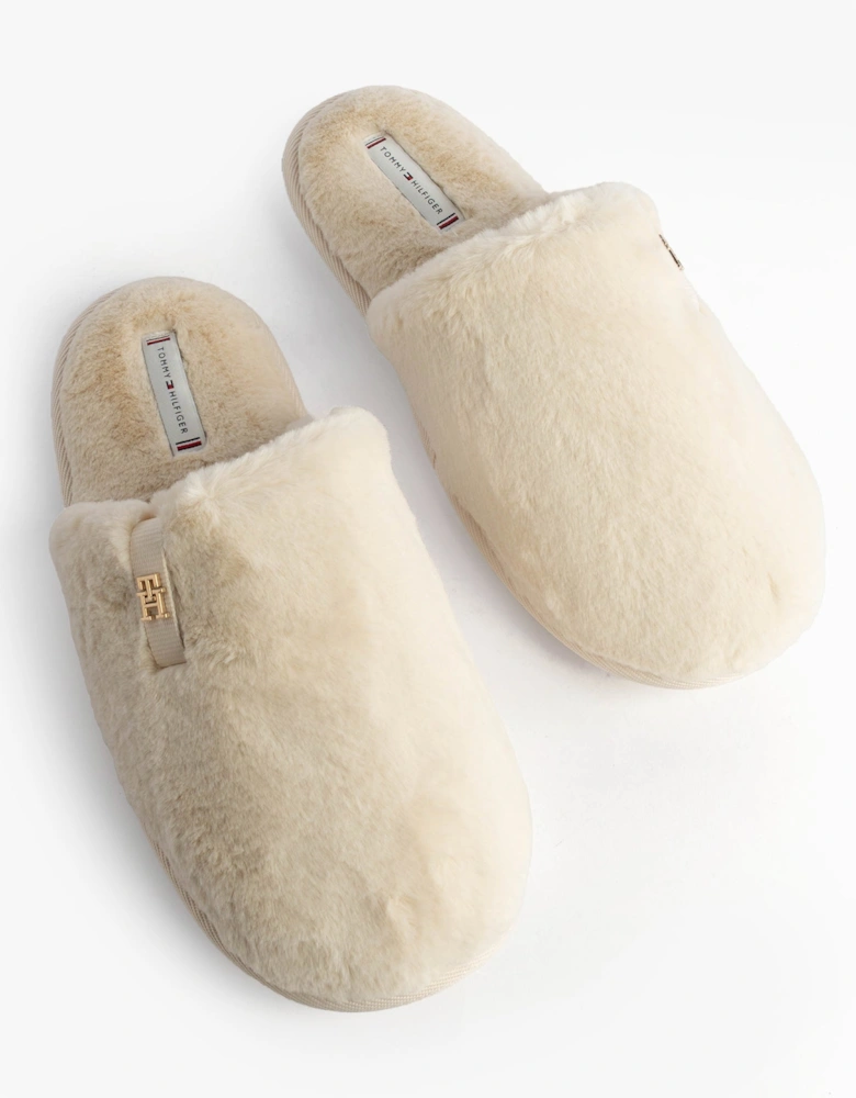 TH FAUX FUR HOUSE SH Womens Slippers Ancient White