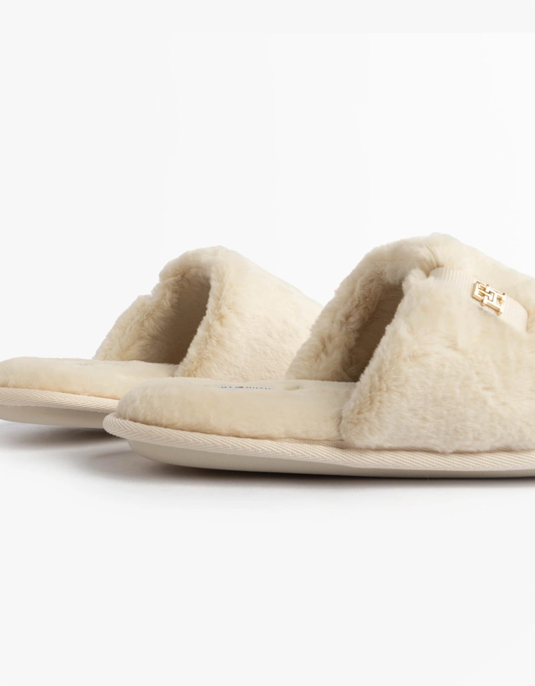 TH FAUX FUR HOUSE SH Womens Slippers Ancient White