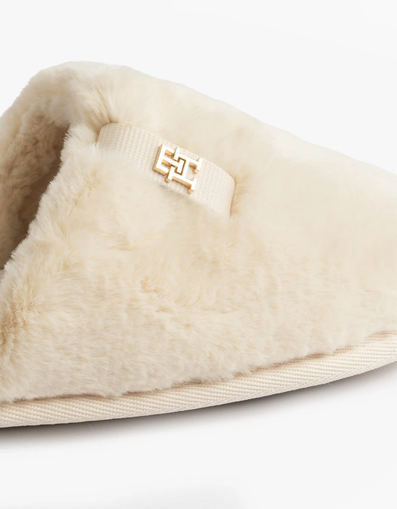 TH FAUX FUR HOUSE SH Womens Slippers Ancient White