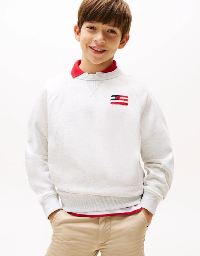 Boys Hilfiger Flag Relaxed Sweatshirt in Grey