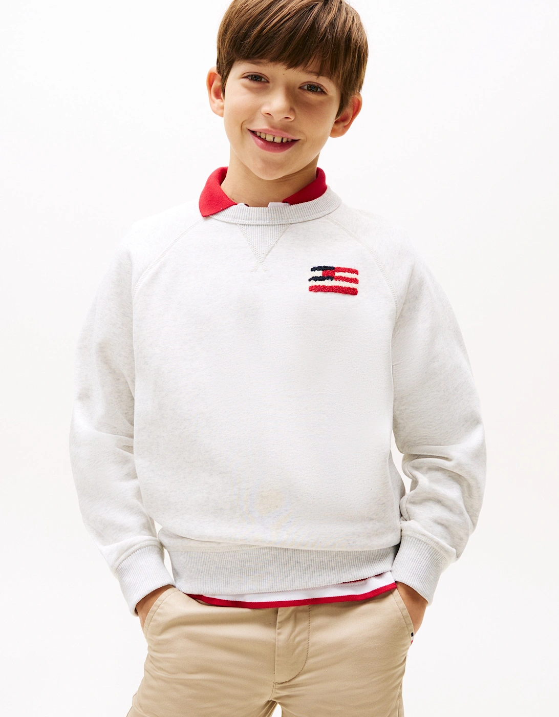 Boys Hilfiger Flag Relaxed Sweatshirt in Grey