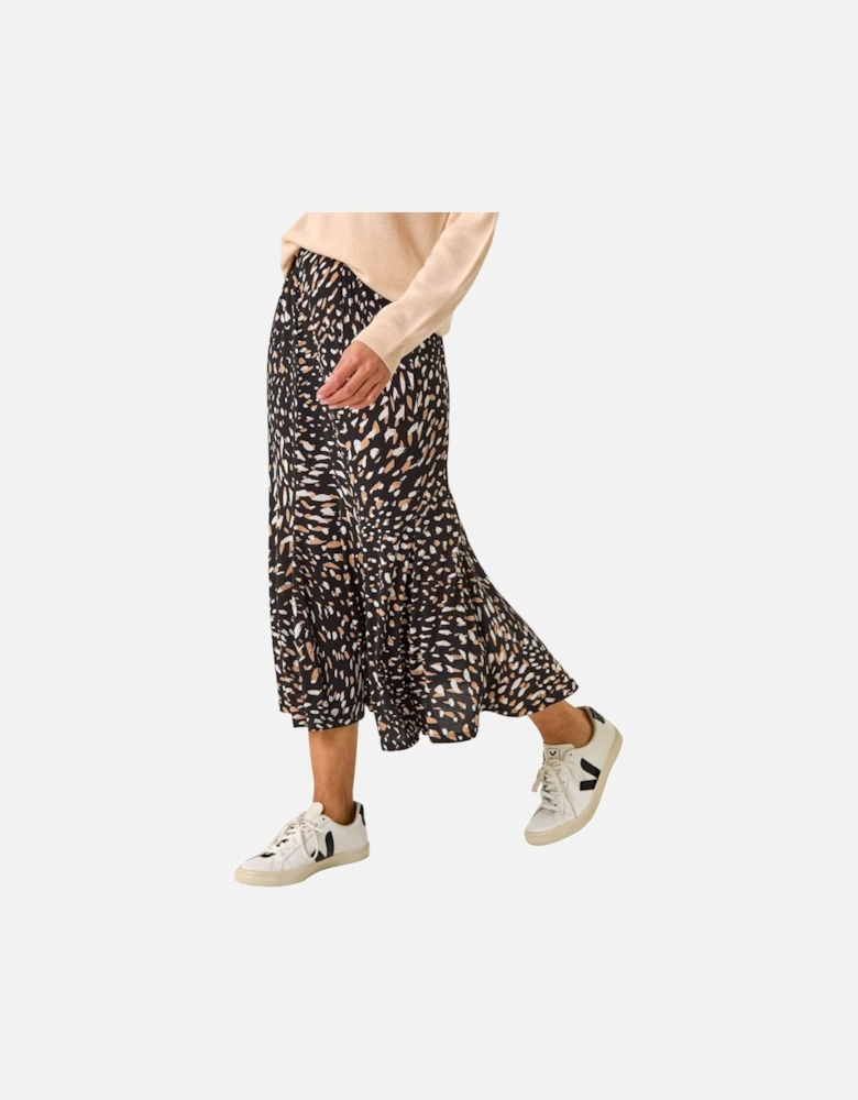Speckled Print Asymmetric A-Line Skirt