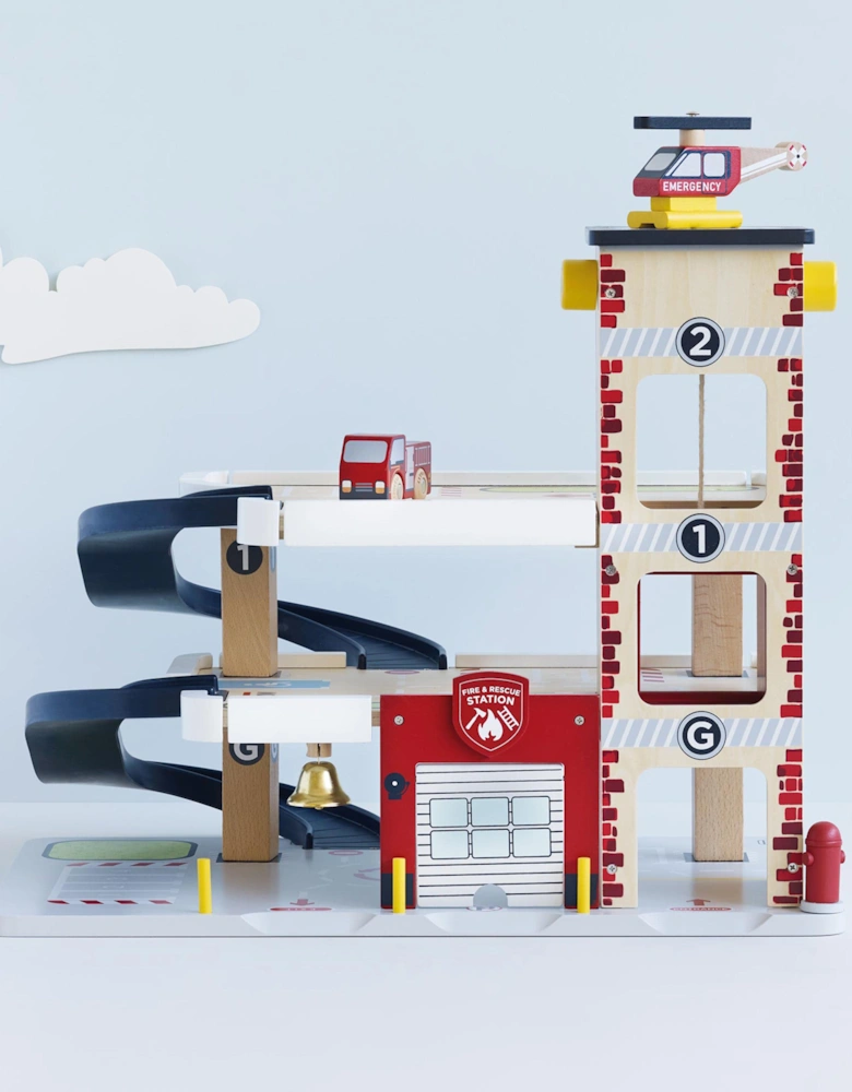 Fire & Rescue Wooden Garage (W:59.5 x D:45 x H:40cm)