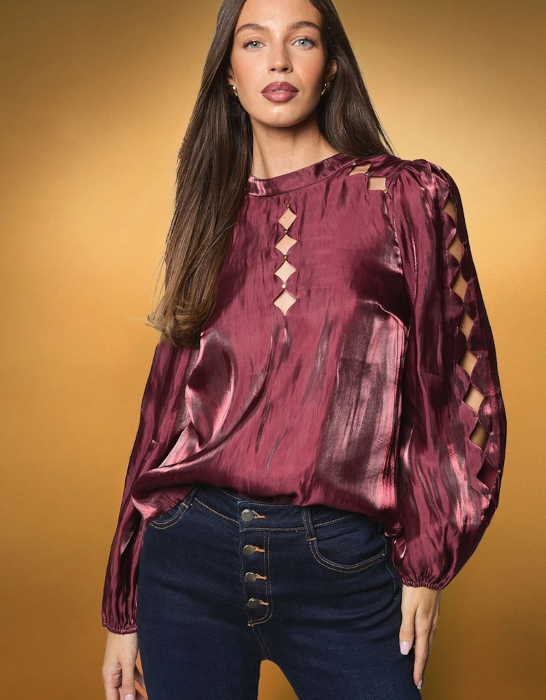 Long Sleeve Cut Work Blouse