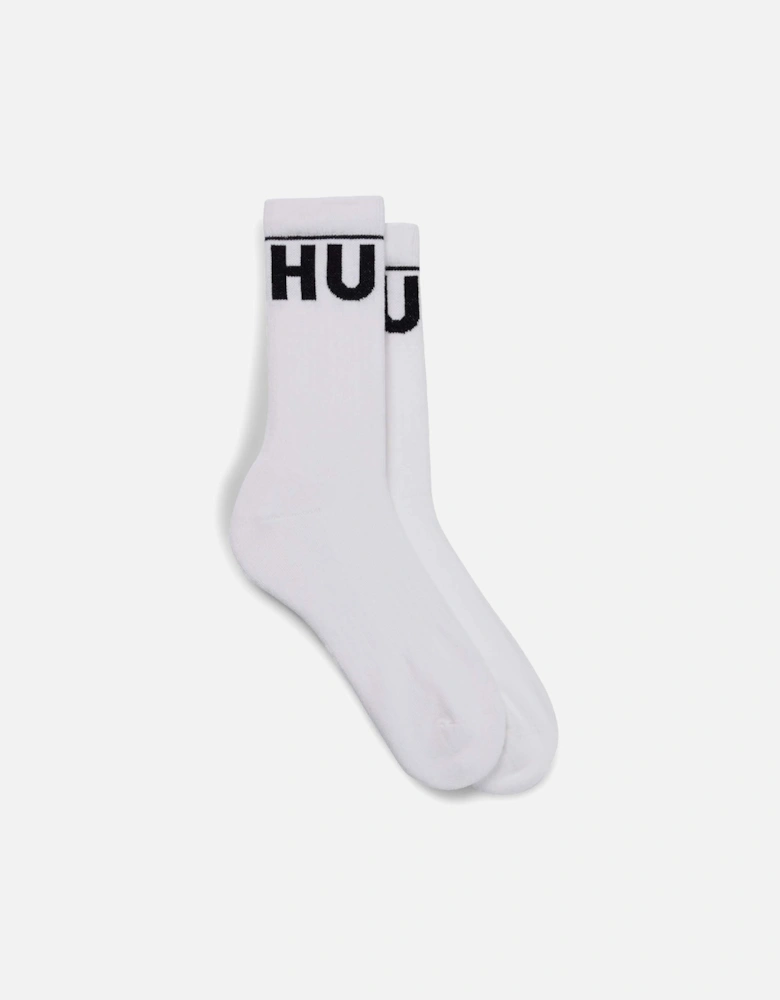 2 Pack of Contrast Logo Quarter Length Socks