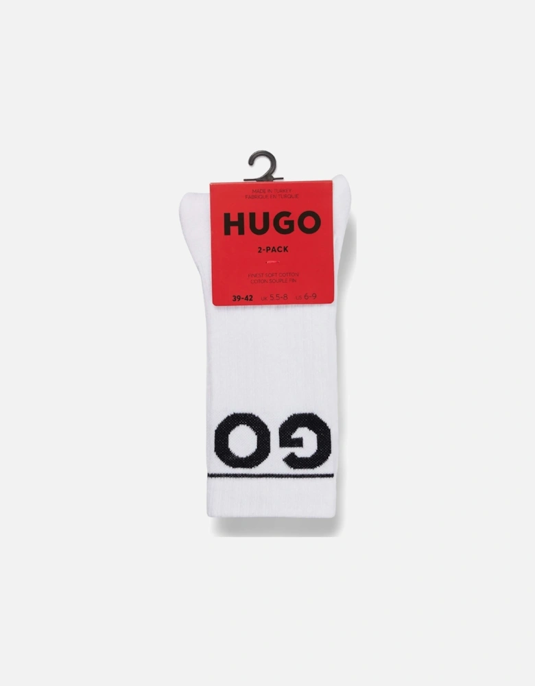2 Pack of Contrast Logo Quarter Length Socks