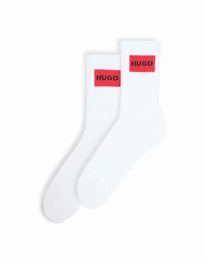 2 Pack of Logo Label Quarter Length Socks