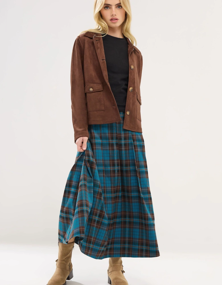 Petite Check Buckle Midi Skirt