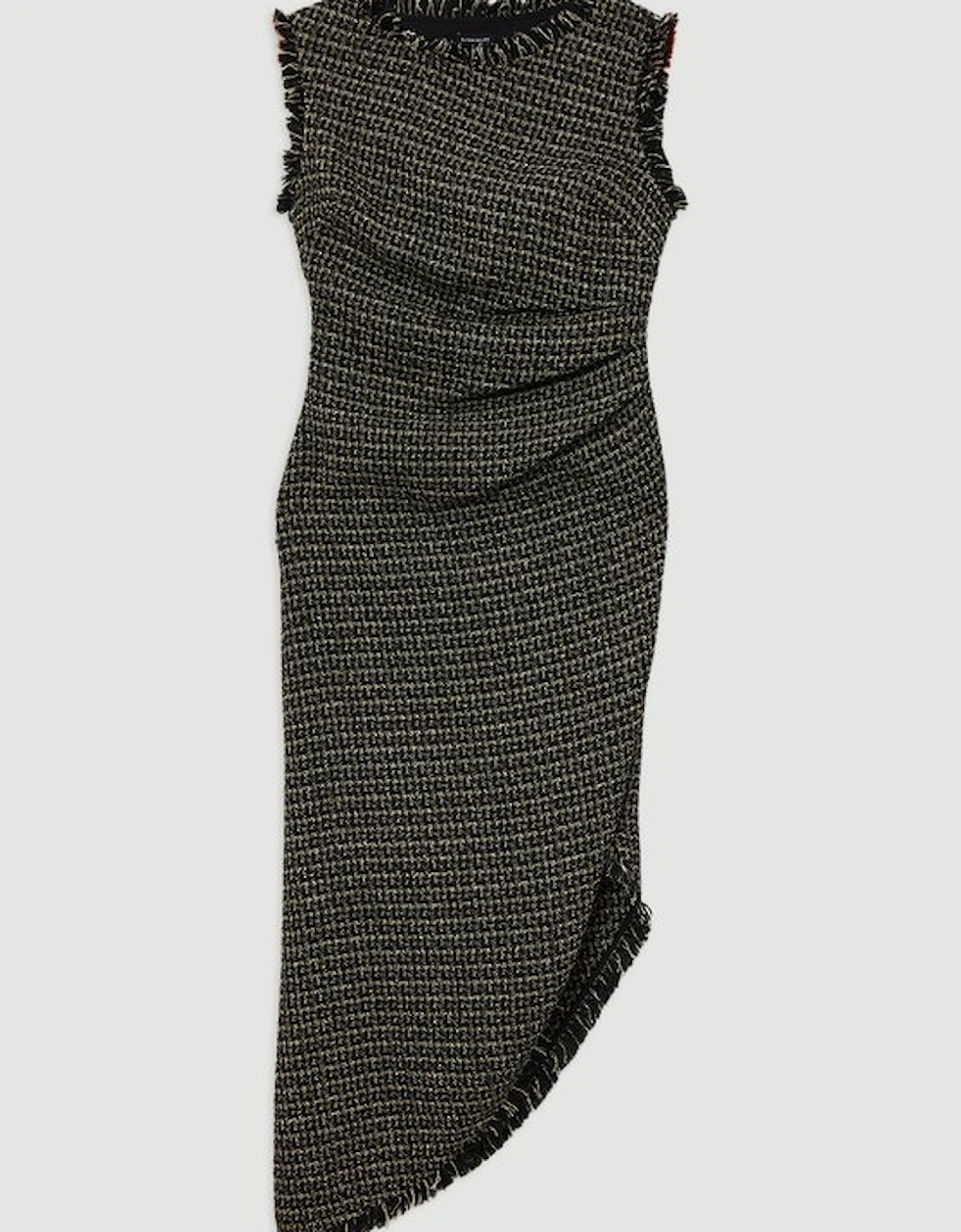 Metallic Boucle Tailored Ruched Midi Dress