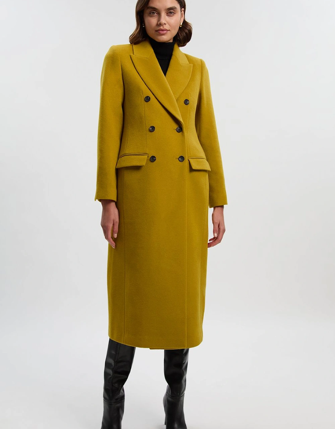 Brushed Wool Double Breasted Tailored Midi Coat, 2 of 1