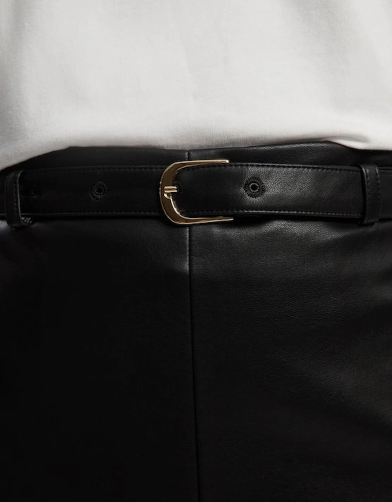 Faux Leather Tailored Midi Pencil Skirt
